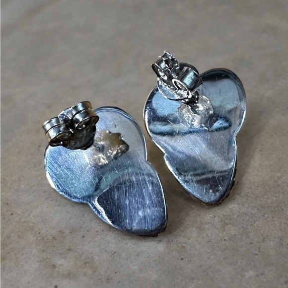 Sterling Silver Leaf & Pink Opal Post Earrings - Picture 9 of 12